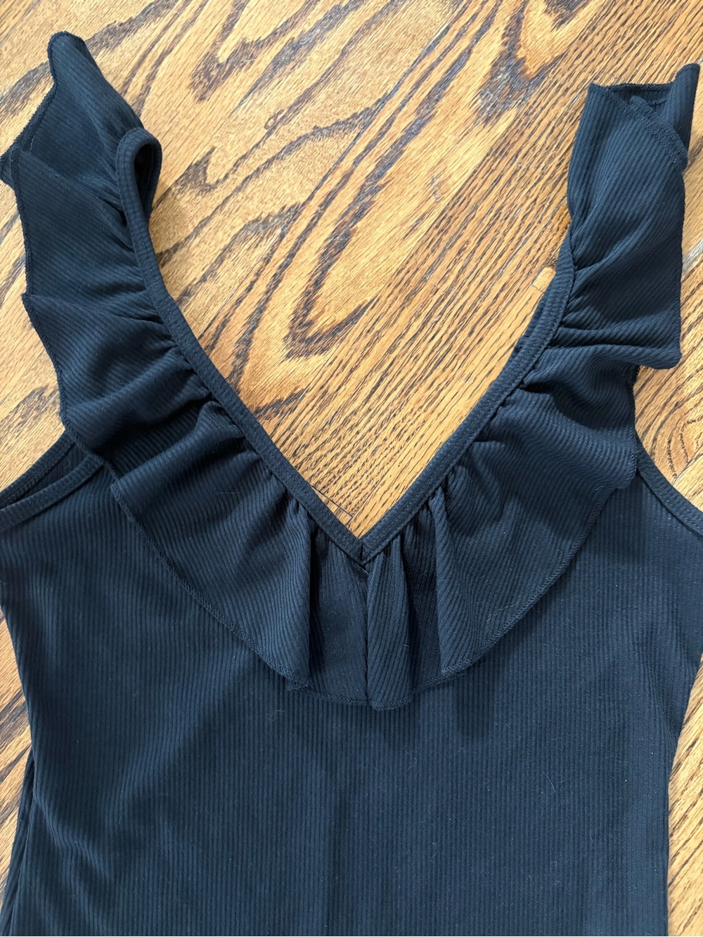 Socialite Black Ruffle Ribbed Bodysuit - Picture 4 of 5